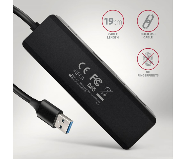 AXAGON HUE-C1A, 4x USB 5Gbps TRAVEL hub, USB-C, USB-A - 1353426 - zdjęcie 5